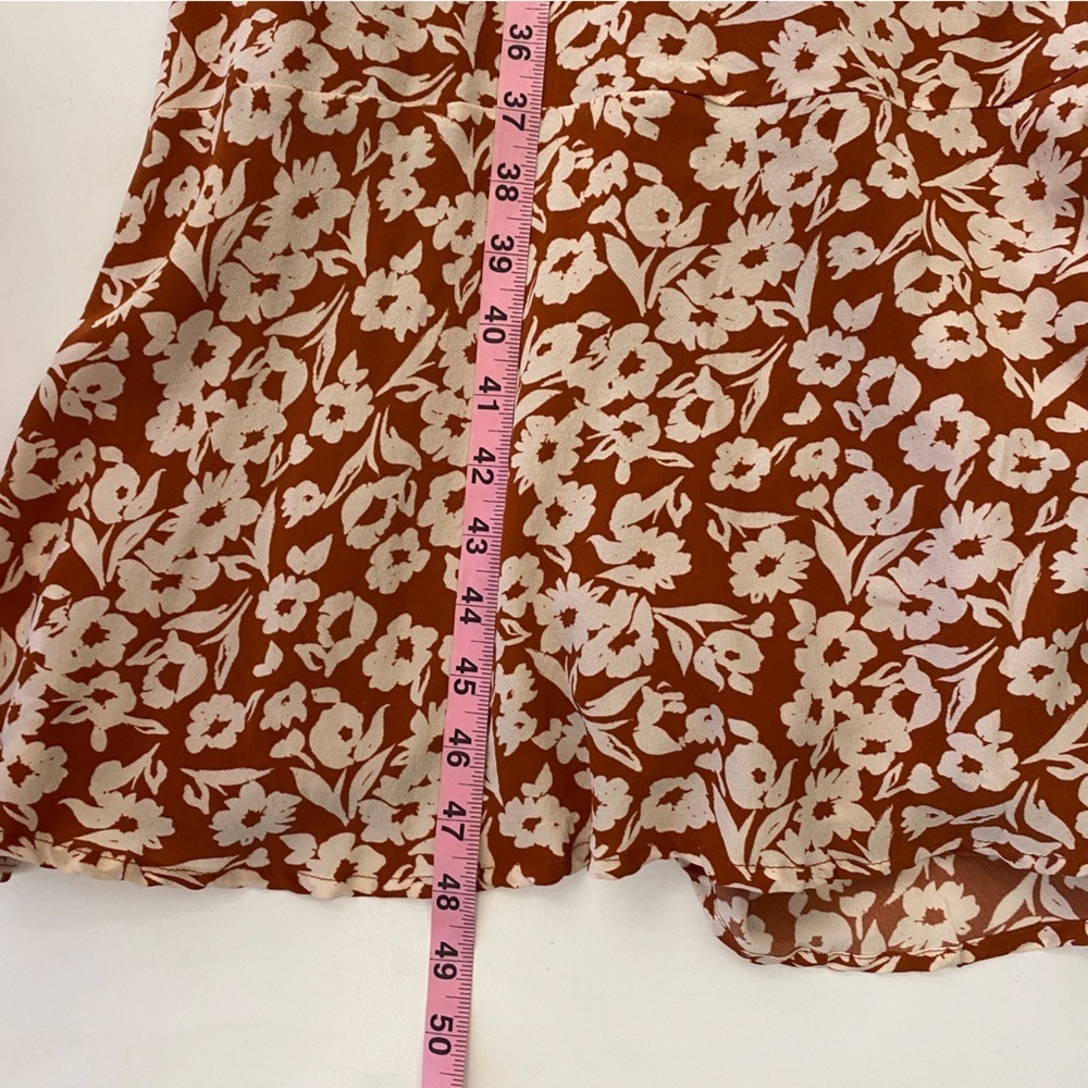 Roller Rabbit || Olindo Quinn Midi Dress Silk Floral Terracotta Rust Orange S‎ - Picture 8 of 9